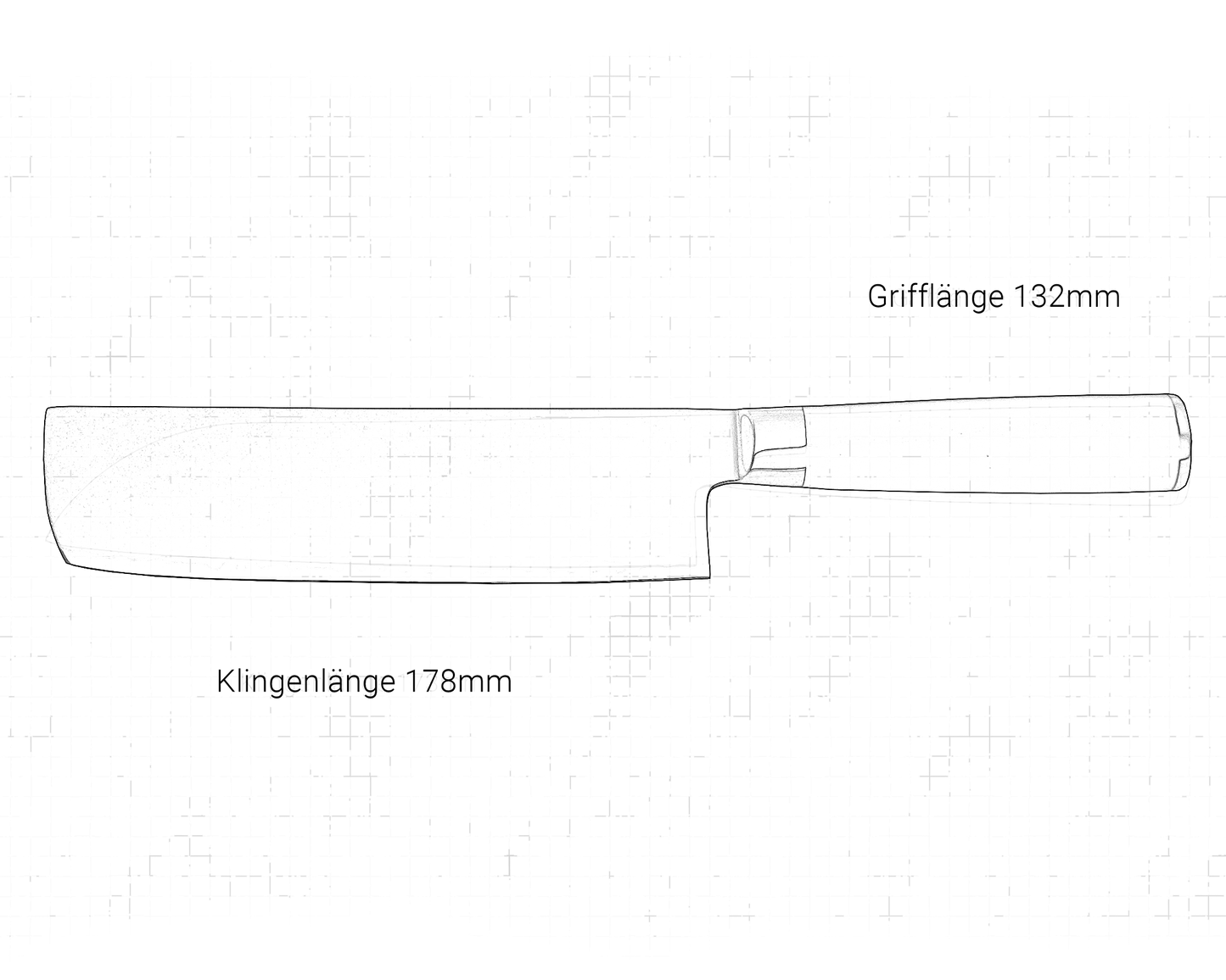 Franz Messer Gemüsemesser Skizze mit Maßen